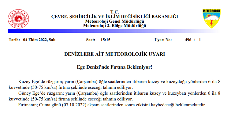 Kuzey Ege’de öğlenden sonra