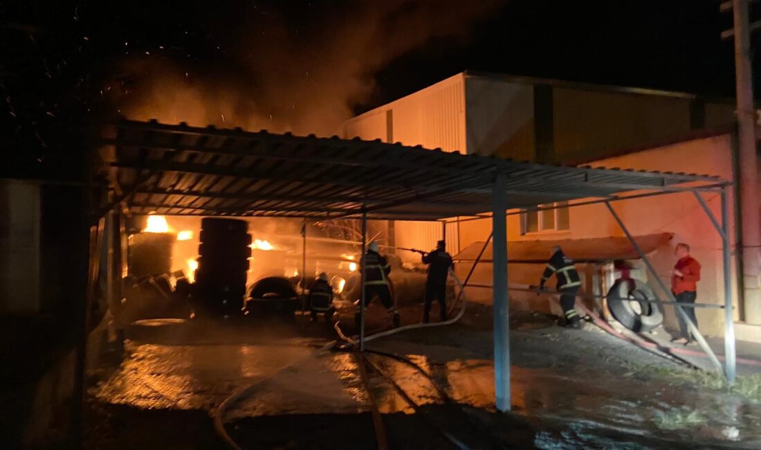 Hatay’da lastikçide çıkan yangında